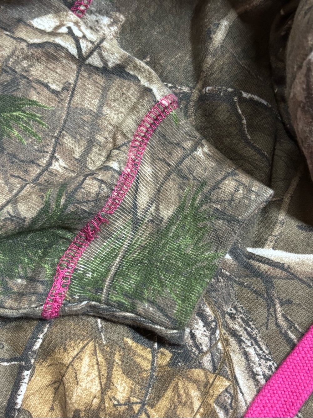 Camo Zip-Up Hoodie with Pink Trim - Women's Sweatshirt - Picture 5 of 11